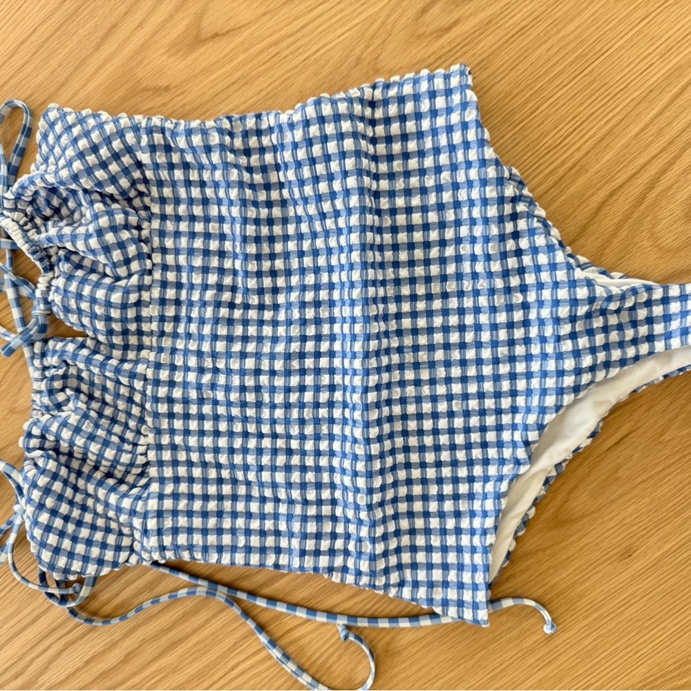 Bardot Blue and White Gingham One-Piece Swimsuit